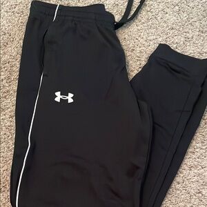 Boys / Youth Under Armour Black Athletic Pants with White Logo